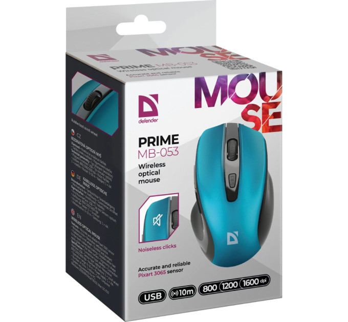 Defender Мишка Defender Prime MB-053 Silent Wireless Turquoise (52054)