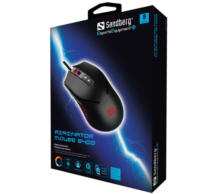 Sandberg Мишка Sandberg Azazinator RGB USB Black (640-20)