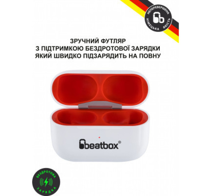 BeatBox Навушники BeatBox PODS PRO 1 Wireless Charging White-Red (bbppro1wcwr)