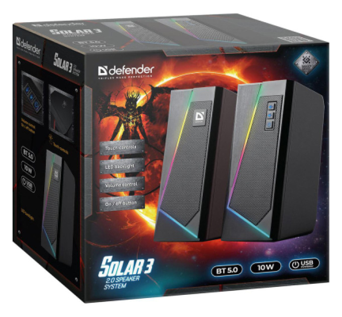 Defender Акустична система Defender Solar 3 Bluetooth Light USB Black (65103)