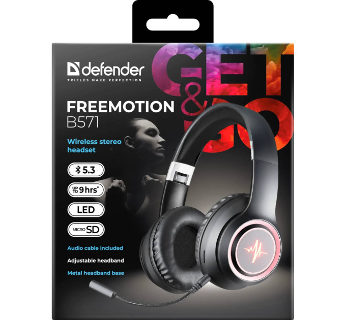Defender Навушники Defender FreeMotion B571 Bluetooth LED Black (63572)