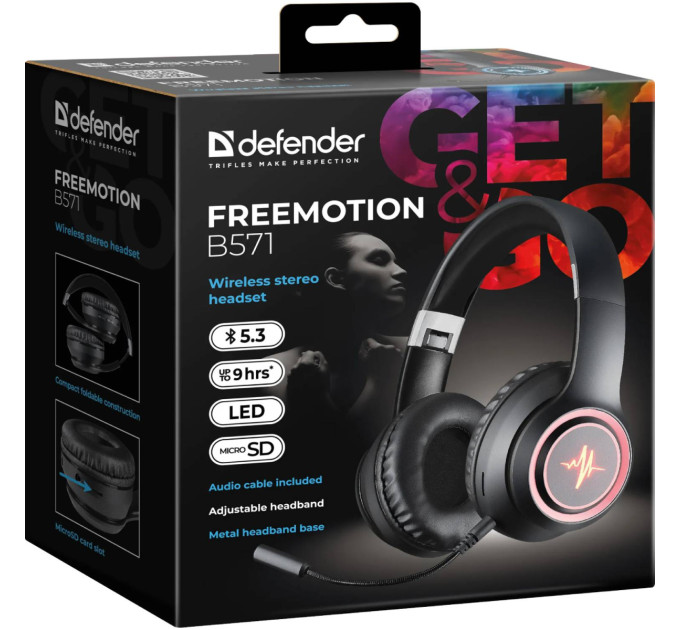 Defender Навушники Defender FreeMotion B571 Bluetooth LED Black (63572)