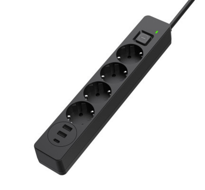 ColorWay Мережевий фільтр живлення ColorWay CW-CHE432PDB, 4 розетки/3USB 2M (CW-CHE432PDB)