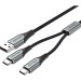 Vention Дата кабель USB 2.0 AM to 2хUSB-C M 1.0m Y-Splitter Charging Cable 2.4А 480Mbps Aluminum Al Vention (CQOHF)