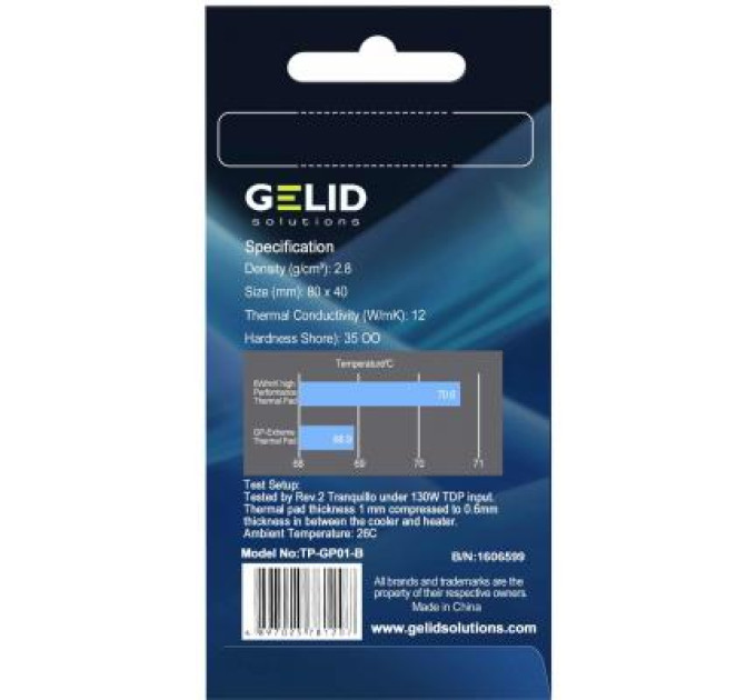 Gelid Solutions Термопрокладка Gelid Solutions GP-Extreme 80x40x2.0 mm (TP-GP01-D)
