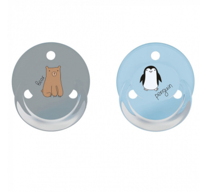 Baby-Nova Пустушка Baby-Nova Penguin&Bear Uni 0-24 міс., блакитна/сіра, 2 шт. (3962098)
