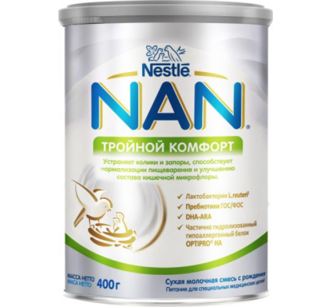 Nestle NAN Дитяча суміш Nestle NAN Потрійний комфорт з народження, 400 г (7613035351462)