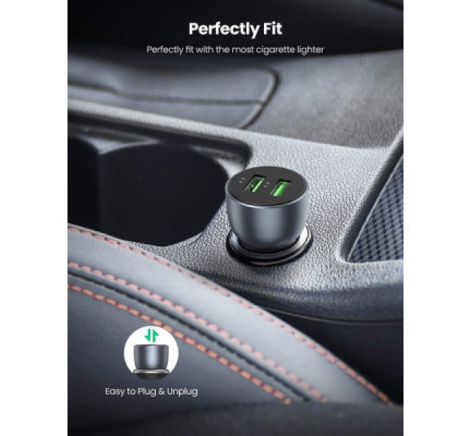 Ugreen Зарядний пристрій Ugreen CD213 36W 2xUSB QC 3.0 3A Car Charger (Dark Blue) (10144)