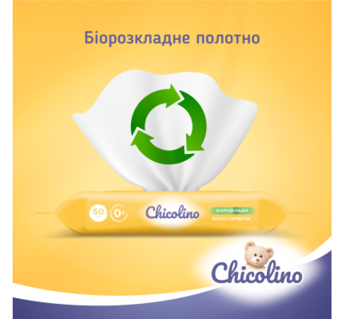 Chicolino Дитячі вологі серветки Chicolino Біорозкладні 50 шт (4823098413943)