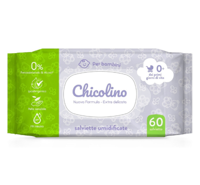 Chicolino Дитячі вологі серветки Chicolino з перших днів життя 60 шт (4823098411765)