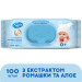 Smile baby Дитячі вологі серветки Smile baby з екстрактом ромашки, алое і вітамінним комплексом з клапаном 100 шт (4823071653960)