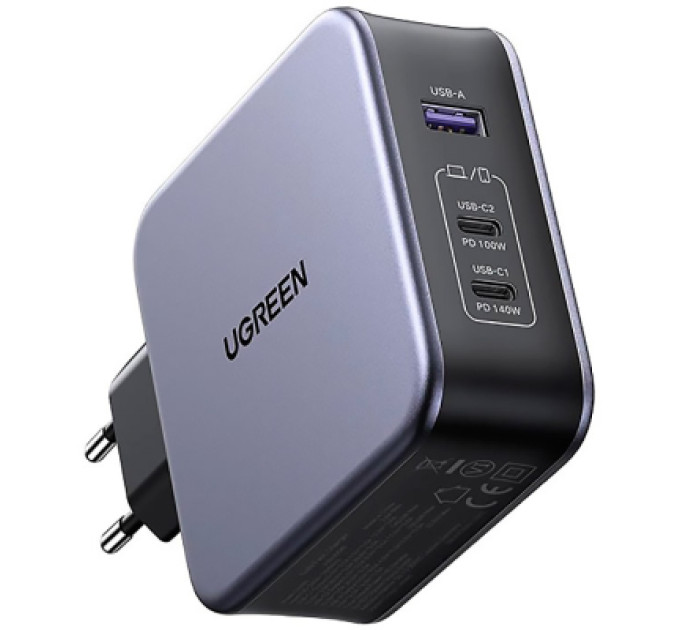 Ugreen Зарядний пристрій Ugreen 3xUSB 140W (2хUSB-C+USB-A) Gan CD289 with C to C Cable 1.5m (90549)