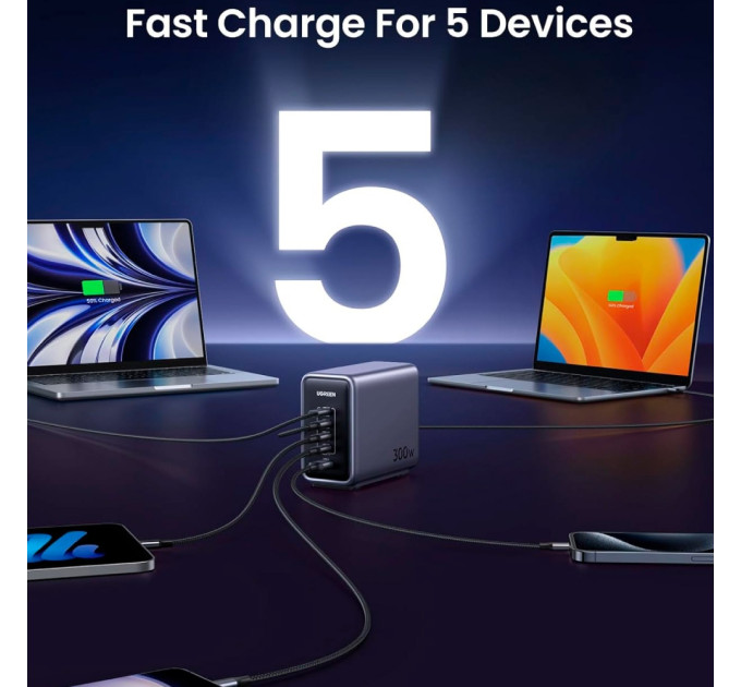 Ugreen Зарядний пристрій Ugreen 5xUSB 300W Nexode (5хUSB-C) CD333 (90903B)