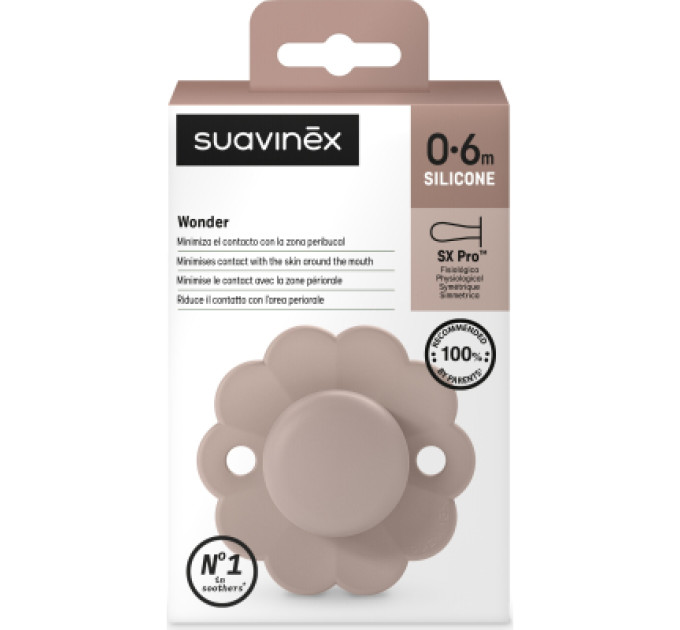 Suavinex Пустушка Suavinex Wonder фізіологічна, 0-6 міс. світло-рожева (308377)