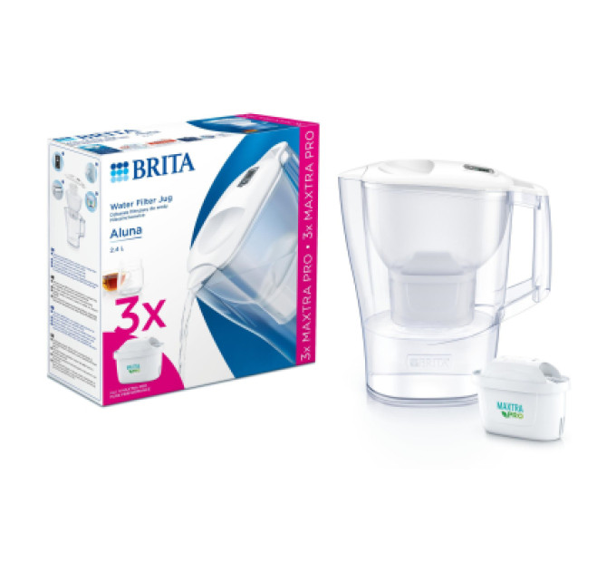 Brita Фільтр-глечик Brita Aluna Memo MXPro 2.4л (1.4л очищеної води) з фільтр-картриджем 3шт, білий (1053054)