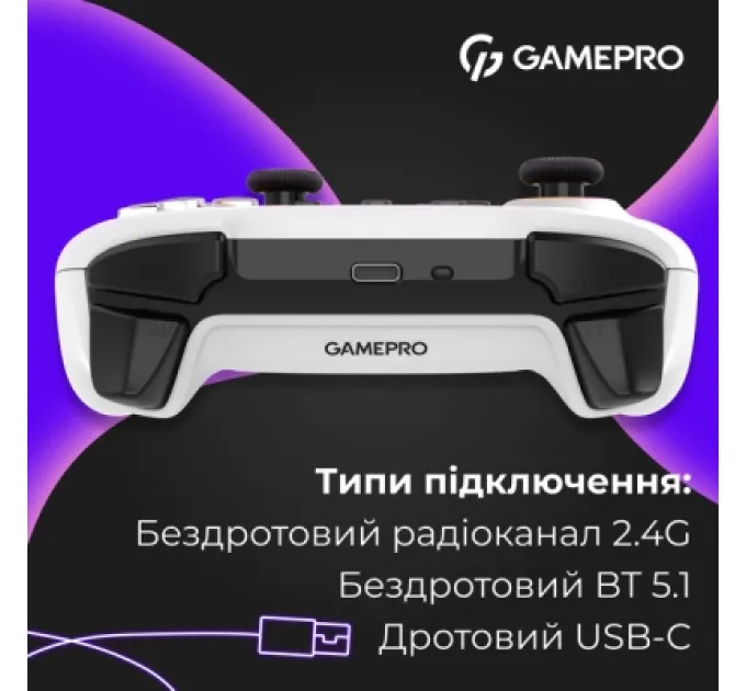 GamePro Геймпад GamePro GPX13W 2.4G/BT 5.1/USB/PC/iOS/Android RGB White (GPX13W)