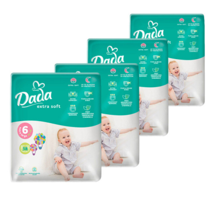 Dada Підгузки Dada Extra Soft Extra Розмір 6 Large (16+ кг) 4 упаковки по 38 шт (152 шт) (4820174989576)