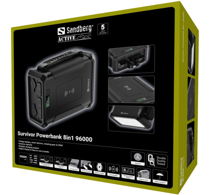 Sandberg Батарея універсальна Sandberg 96000mAh, Survivor, DC/84W, PD/60W, Cigar Lighter 180W, Wireless, LiFePo4 (420-78)