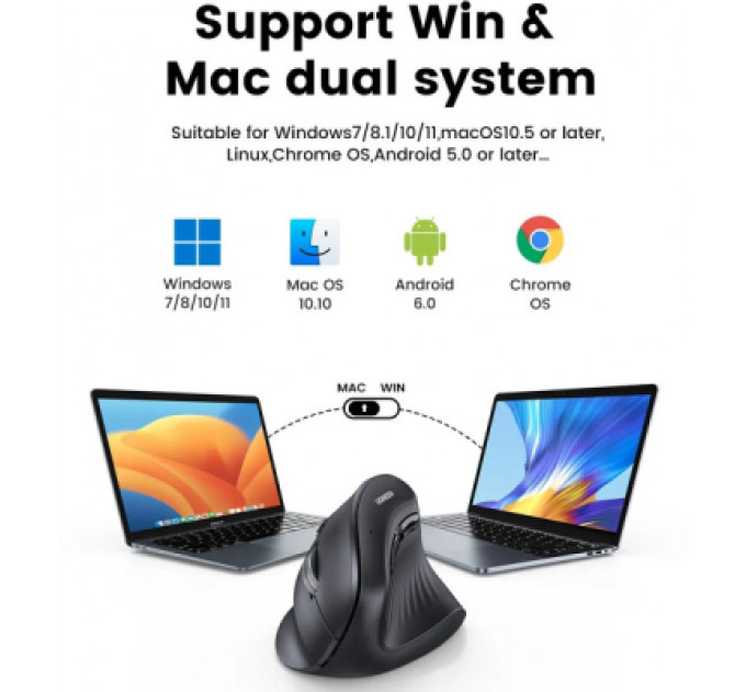 Ugreen Мишка Ugreen MU008 Vertical Wireless Black (25444)