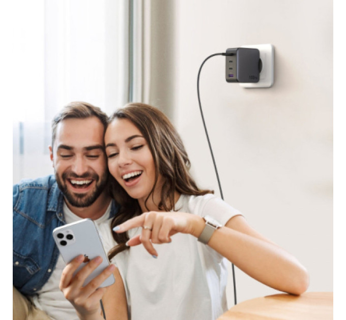 Ugreen Зарядний пристрій Ugreen 4xUSB 100W (3xUSB-C+USB-A) Gan Tech Fast GAN Charger black CD226 (40747)
