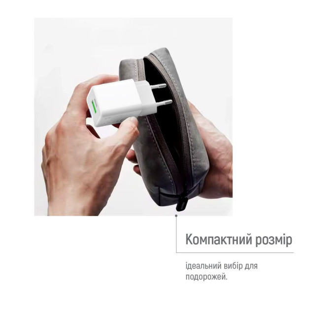 ColorWay Мережевий зарядний пристрій ColorWay GaN Mini 30W PD Port PPS USB (Type-C PD + USB QC4.0) White (CW-CHS053PDC-WT) + кабель USB Type-C