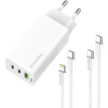 ColorWay Зарядний пристрій ColorWay GaN Mini 65W PD Port PPS USB (USB-2C1A) cable Type-C&Lightning (CW-CHS058PDCL-WT)