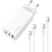 ColorWay Зарядний пристрій ColorWay GaN Mini 65W PD Port PPS USB (USB-2C1A) cable Type-C&Lightning (CW-CHS058PDCL-WT)