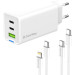ColorWay Зарядний пристрій ColorWay GaN Mini 65W PD Port PPS USB (USB-2C1A) cable Type-C&Lightning (CW-CHS058PDCL-WT)