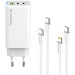 ColorWay Зарядний пристрій ColorWay GaN Mini 65W PD Port PPS USB (USB-2C1A) cable Type-C&Lightning (CW-CHS058PDCL-WT)