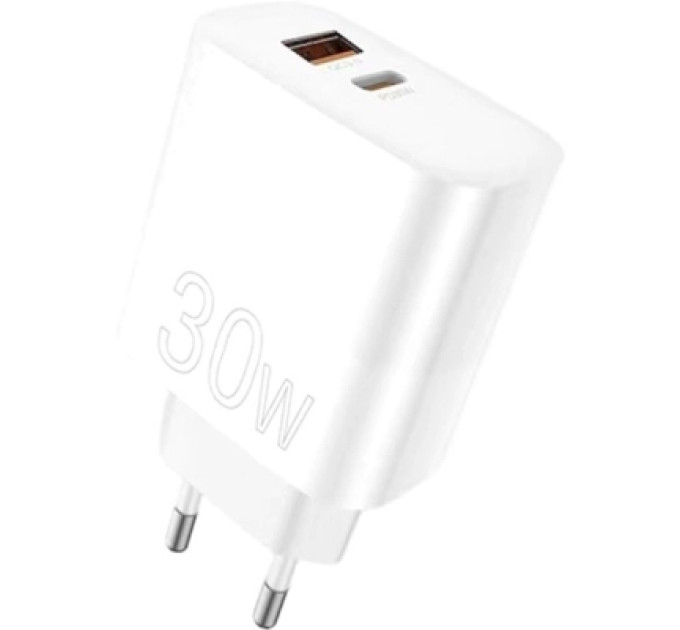 WUW Зарядний пристрій WUW C208 1xUSB-C PD30W + 1xUSB QC3.0 18W White (6972573333417)