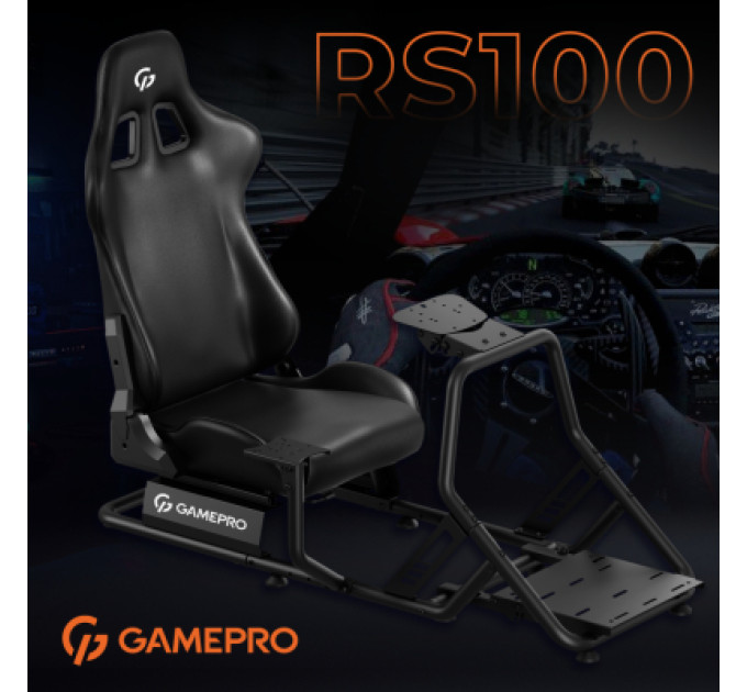 GamePro Крісло ігрове GamePro RS100 із кріпленням для керма, педалей та коробки передач Black (RS100)