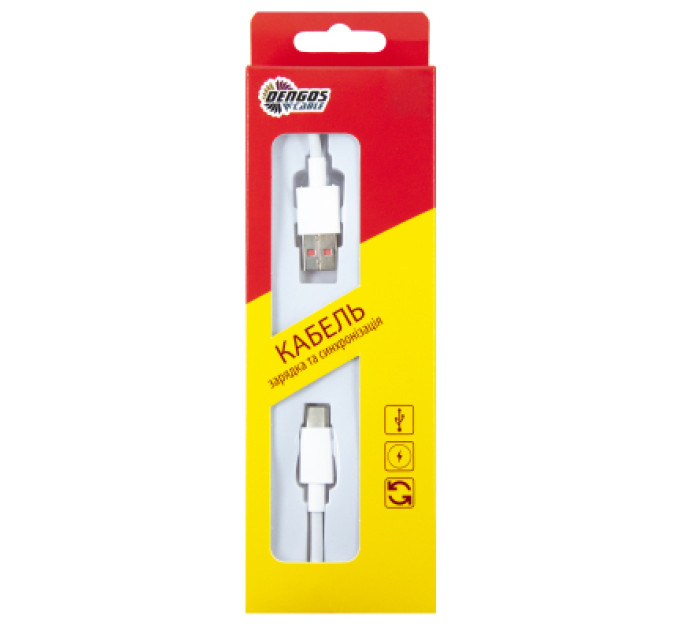 Dengos Дата кабель USB 2.0 AM to USB-C 1.0m 6A white Dengos (PLS-TC-6A-WHITE)