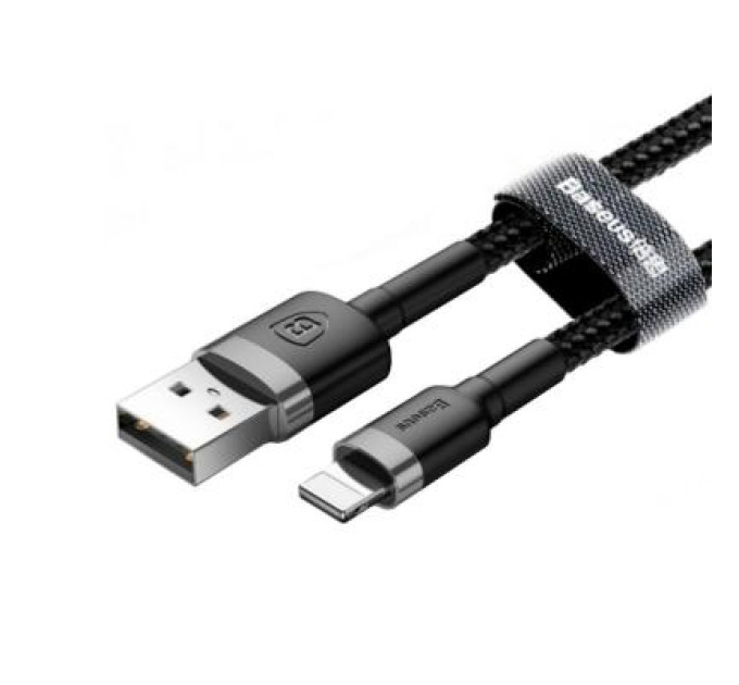 Baseus Дата кабель USB 2.0 AM to Lightning 2.0m Cafule 1.5A gray+black Baseus (CALKLF-CG1)