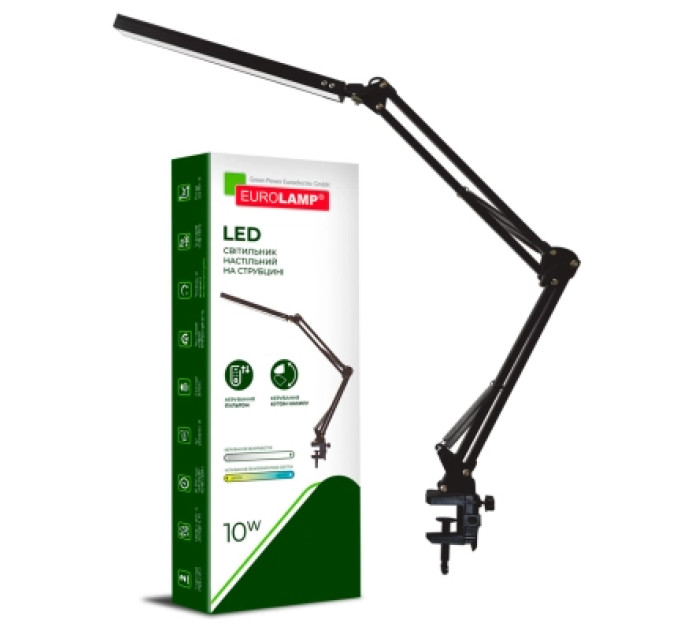 Eurolamp Настільна лампа Eurolamp LED 10W 400Lm 2800-6500K (black) на струбцине (LED-TLS-10W(black))