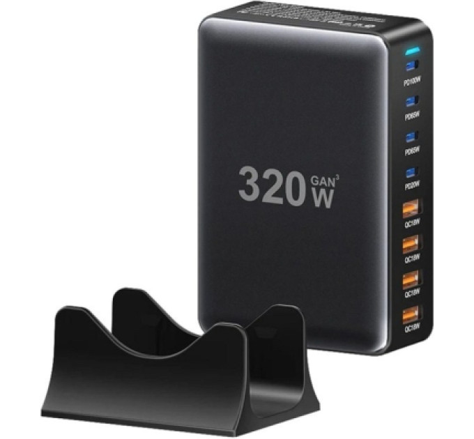 Essager Зарядний пристрій Essager 4xUSB-C + 4xUSB 320W GaN (EZC320W-QJB0G-Z)