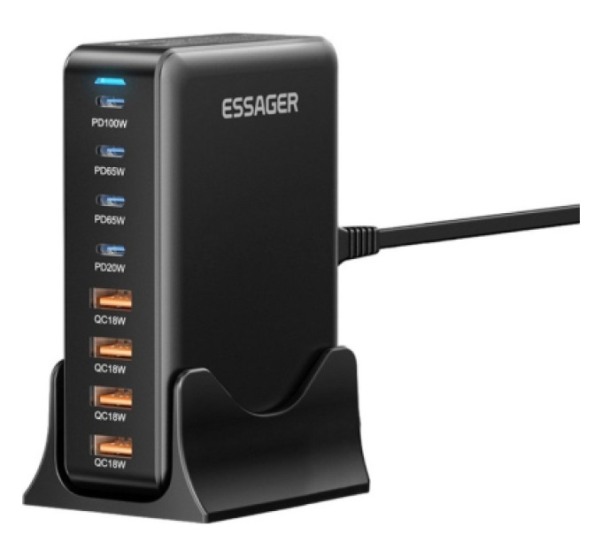 Essager Зарядний пристрій Essager 4xUSB-C + 4xUSB 320W GaN (EZC320W-QJB0G-Z)