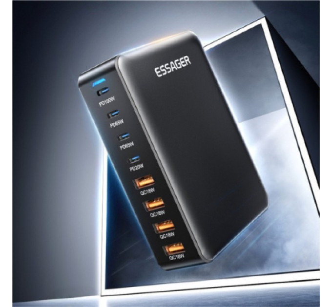 Essager Зарядний пристрій Essager 4xUSB-C + 4xUSB 320W GaN (EZC320W-QJB0G-Z)
