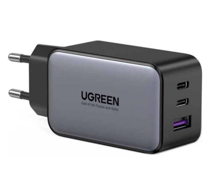 Ugreen Зарядний пристрій Ugreen 3xUSB 65W GaN (2хUSB-C+USB-A) CD244 Grey (10335)