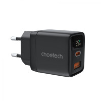 Мережевий зарядний пристрій Choetech PD6052-EU-BK, USB-A/USB-С