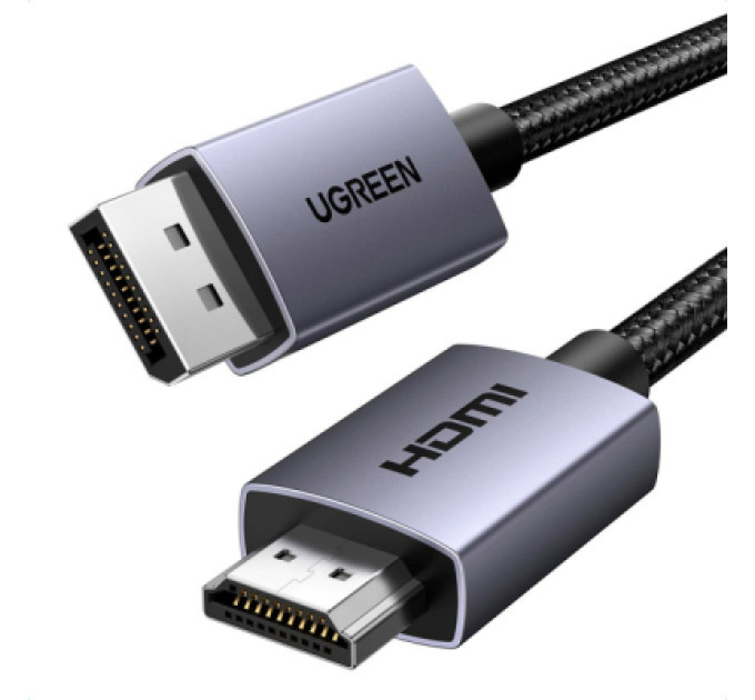 Ugreen Кабель мультимедійний DisplayPort M to HDMI M 2.0m V2.0 4K30Hz DP125 black Ugreen (35842)