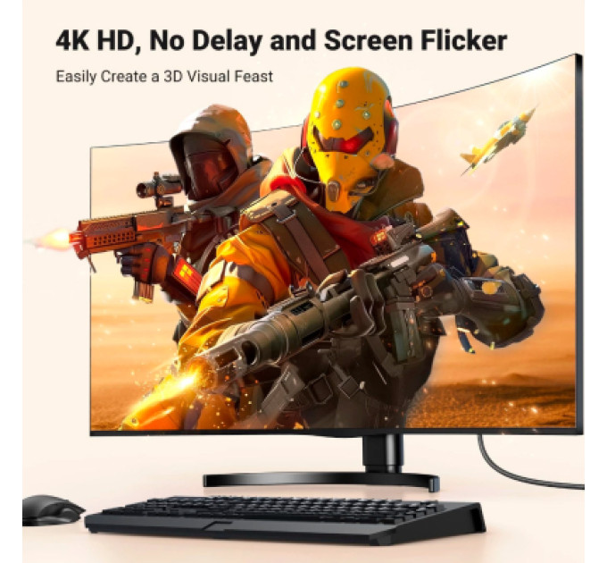 Ugreen Кабель мультимедійний DisplayPort M to HDMI M 2.0m V2.0 4K30Hz DP125 black Ugreen (35842)