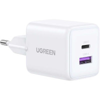 Зарядний пристрій Ugreen USB + USB-C GaN 30W X516 white (65015)