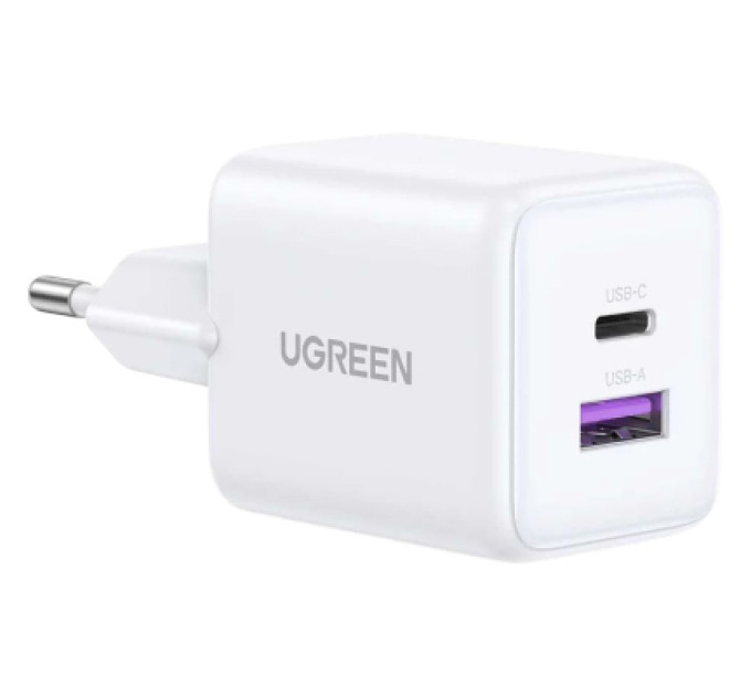 Ugreen Зарядний пристрій Ugreen USB + USB-C GaN 30W X516 white (65015)