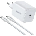 Ugreen Зарядний пристрій Ugreen USB-C GaN 45W + cable USB-C to USB-C X524 white (65055)
