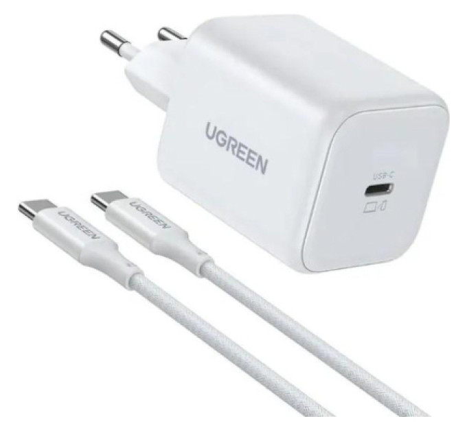 Ugreen Зарядний пристрій Ugreen USB-C GaN 45W + cable USB-C to USB-C X524 white (65055)