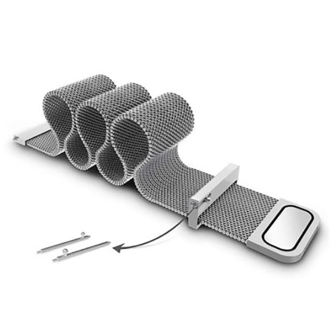 BeCover Ремінець BeCover Milanese Style для Xiaomi Amazfit Bip (20mm) Lite/Bip S Lite/GTR 42mm/GTS/TicWatch S2/TicWatch E/GTS 3/GTS 2 mini Silver (707683)