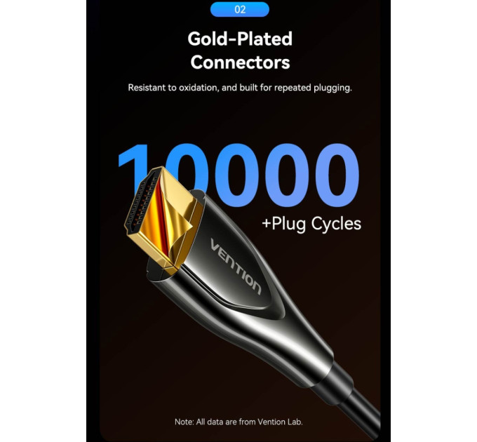 Vention Кабель мультимедійний 4K Fiber Optic HDMI Male to Male Cable 80M Black Zinc Alloy Type VENTION (ALSBAF)