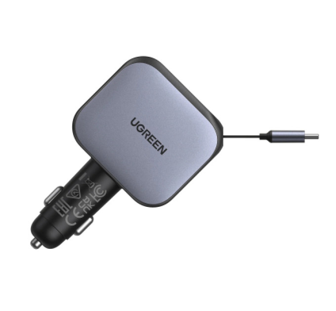 Ugreen Зарядний пристрій Ugreen Car charger USB-C PD90W + cable USB-C to USB-C retractable (55909B)