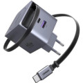 Ugreen Зарядний пристрій Ugreen USB-C PD45W GaN + cable USB-C to USB-C retractable (65822)