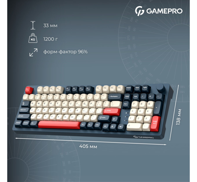 GamePro Клавіатура бездротова GamePro Asgard Drakkar Keychron Super Red Switch Blue (MK305BL)